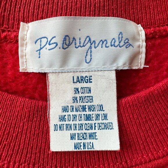 Vintage P.S. Originals Adult Large Sweatshirt Christmas Puffy Print Santa - Picture 5 of 5